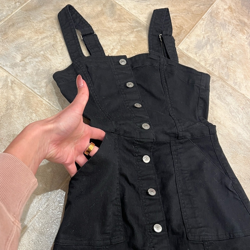 H&M Divided Black Denim Button-Front Mini Dress - Picture 3 of 7